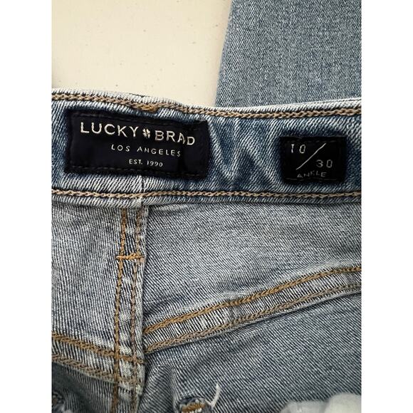 Lucky Brand Jeans Women's Distressed Ankle Skinny Stretch Solid Blue Size 10 New - Picture 3 of 9